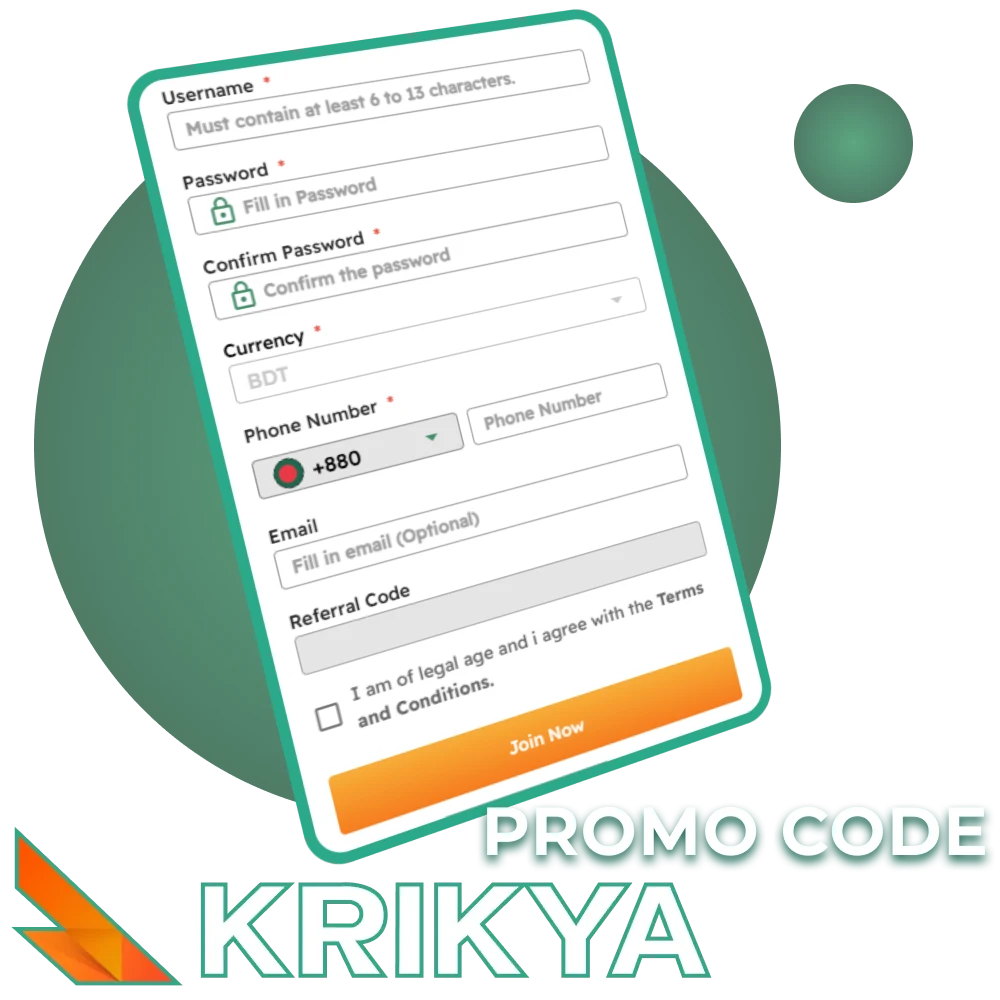 Krikya অনলাইন ক্যাসিনো ওয়েবসাইটে প্রোমো কোডটি প্রবেশ করুন এবং আপনার বোনাস দাবি করুন।