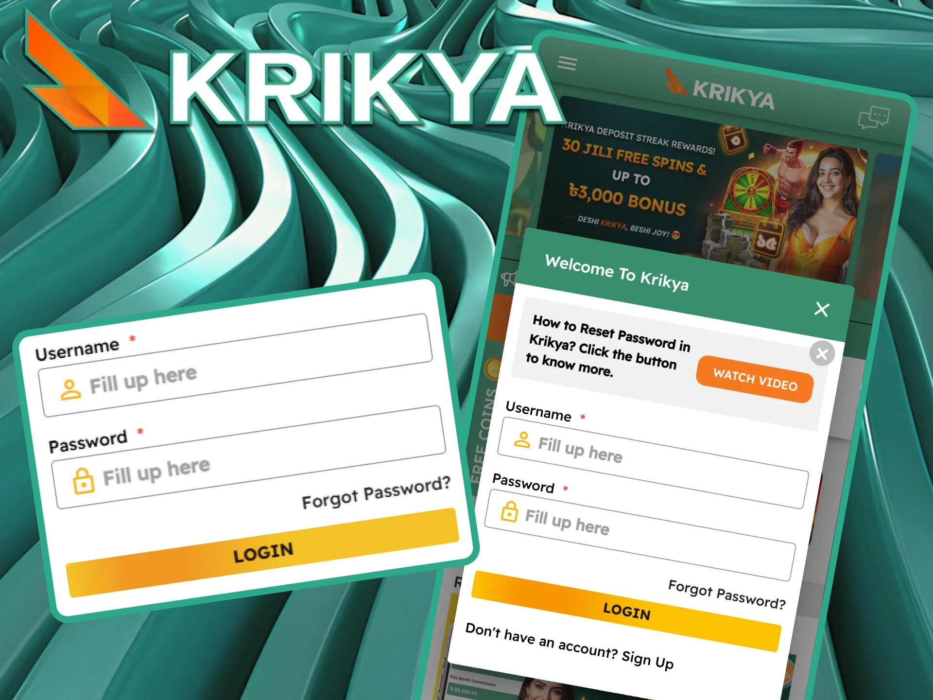 Easily log in by entering your username and password.