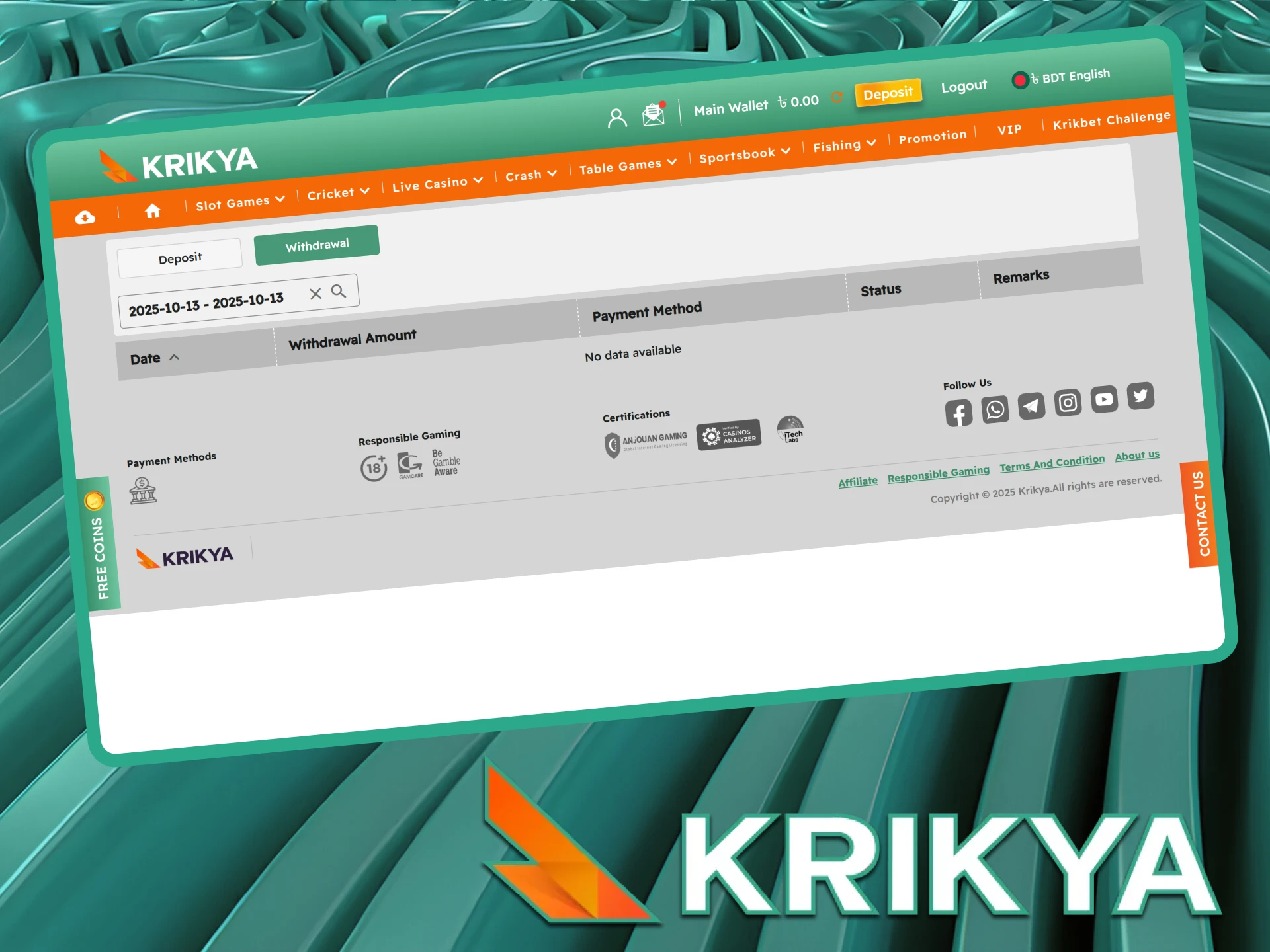 View your withdrawal history at Krikya.